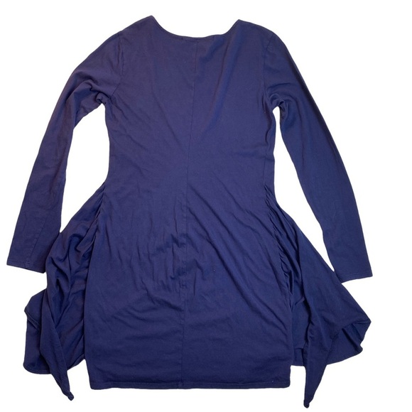 Michael Stars Navy Faux Wrap Tie Waist long sleeve Tee Dress - Picture 4 of 9